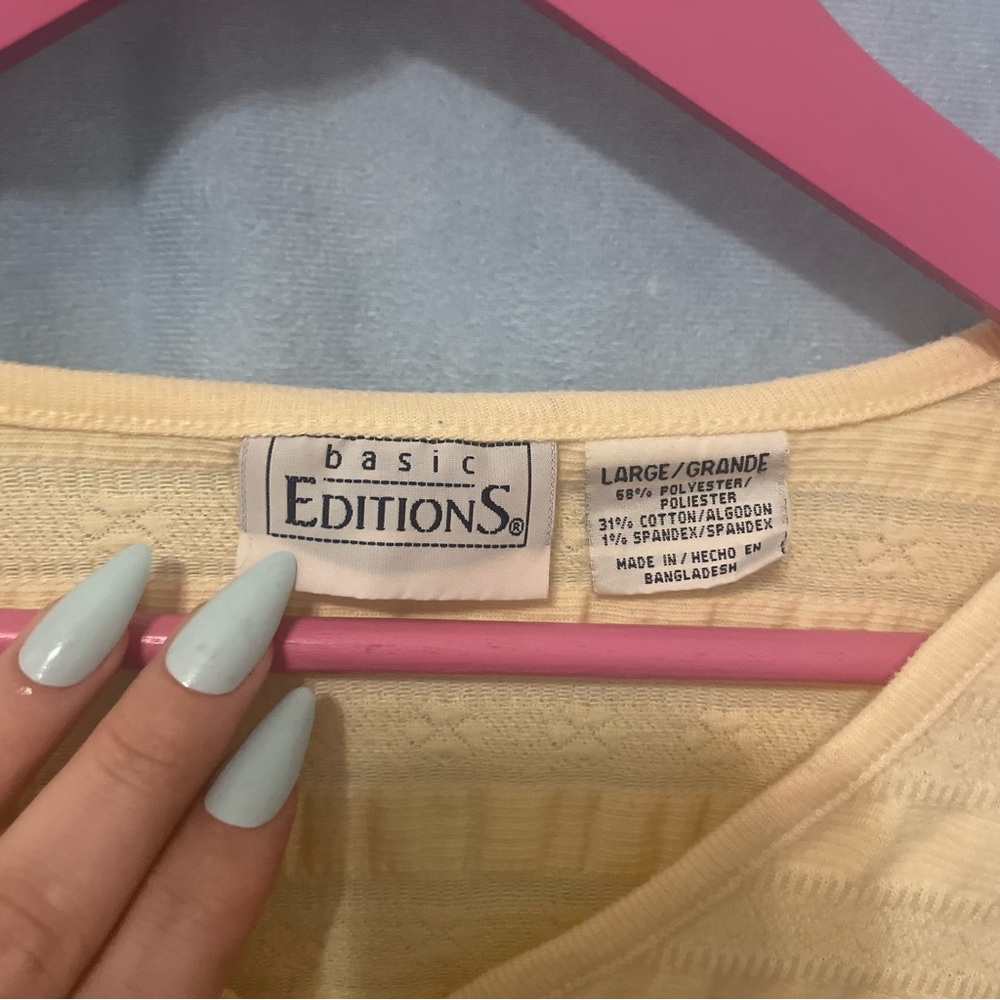 Basic editions vintage textured baby yellow top - Picture 3 of 6